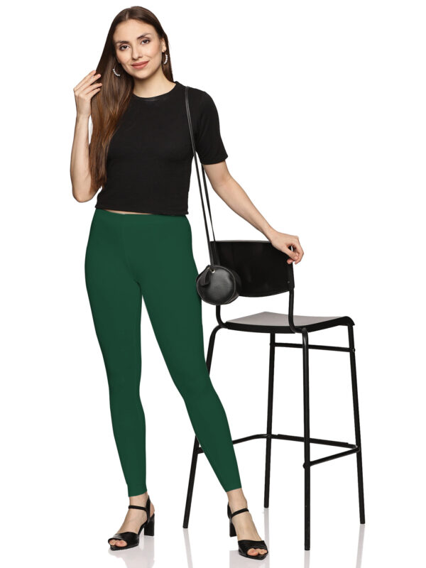 Bottle Green spandex ankle length legging - Image 2