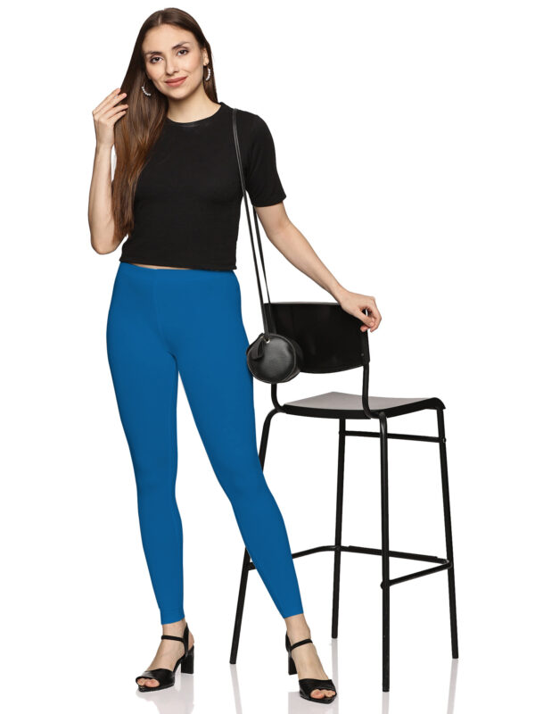 T blue cotton Hosiery ankle length legging - Image 6