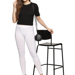 White cotton spandex ankle length legging
