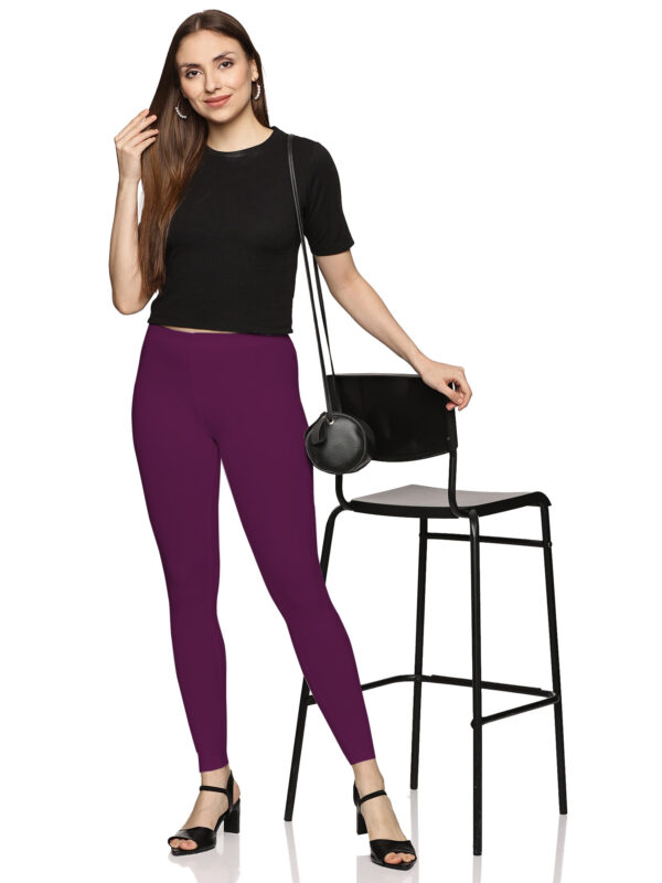 Wine pure spandex ankle length legging - Image 2