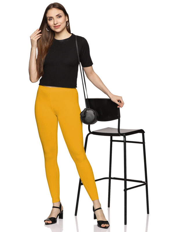 Yellow cotton Hosiery ankle length legging - Image 2