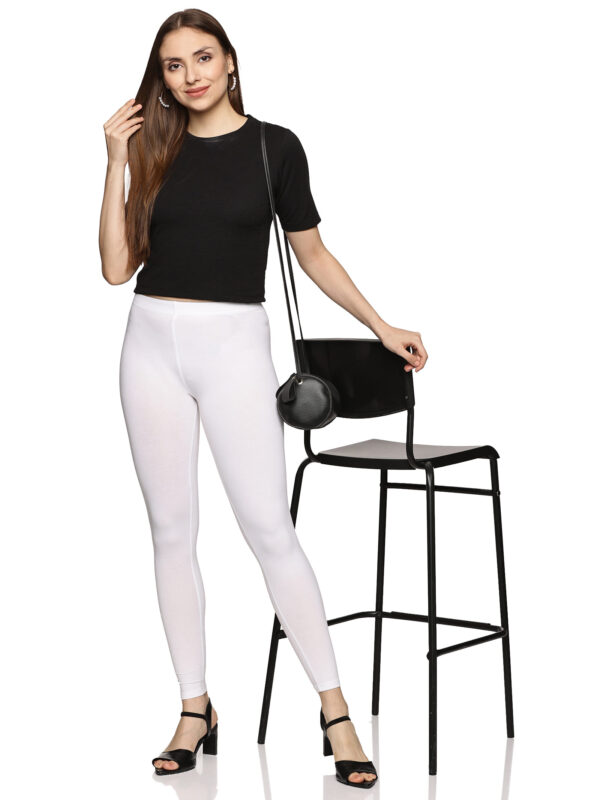 White cotton spandex ankle length legging