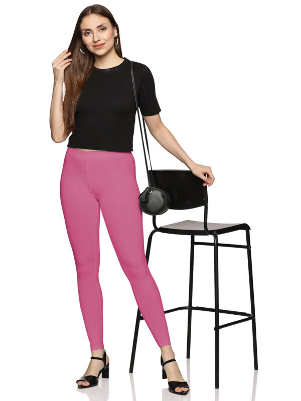Baby pink cotton ankle length legging - Image 2