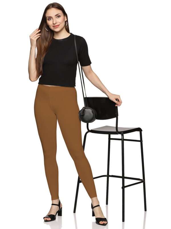Skin solid cotton spandex ankle length legging - Image 2