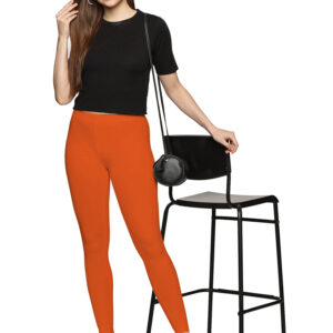 Orange solid pure cotton hosiery ankle length legging