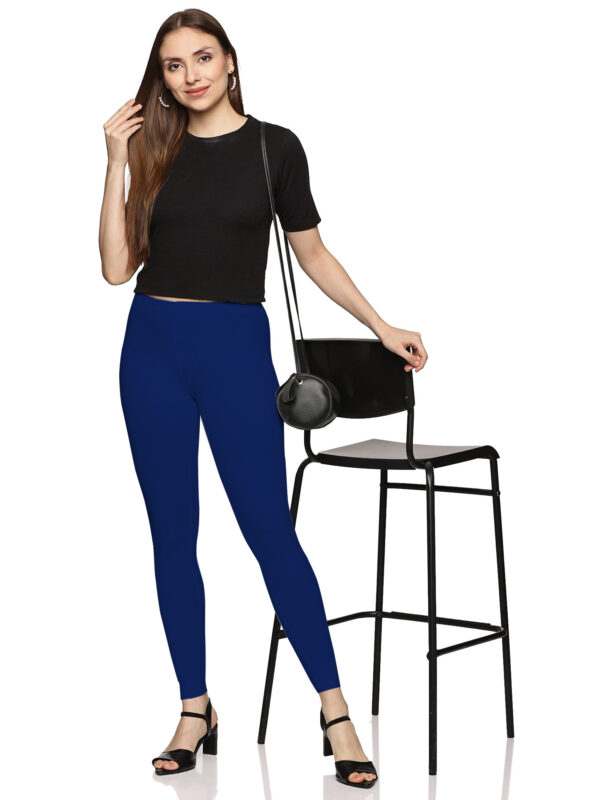 Blue cotton spandex anakle length legging - Image 2
