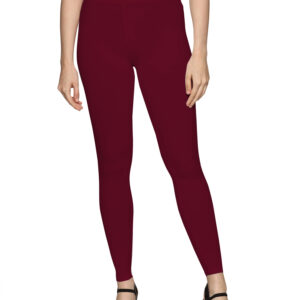 Maroon solid cotton hosiery legging