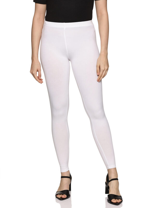 White cotton spandex ankle length legging - Image 3