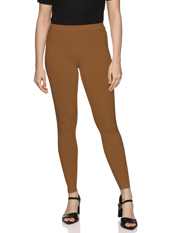 Skin solid cotton spandex ankle length legging