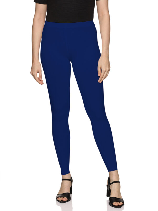 Blue cotton spandex anakle length legging