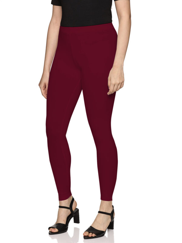 Maroon solid cotton hosiery legging - Image 4