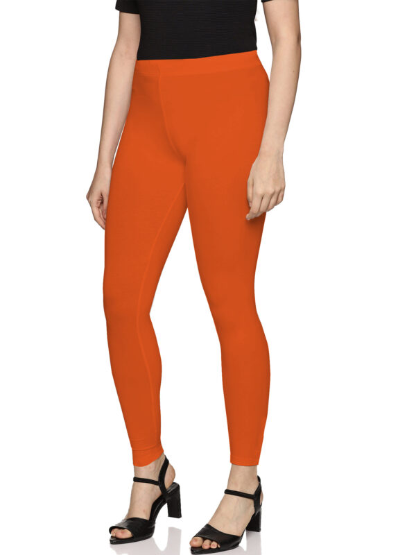 Orange solid pure cotton hosiery ankle length legging - Image 4