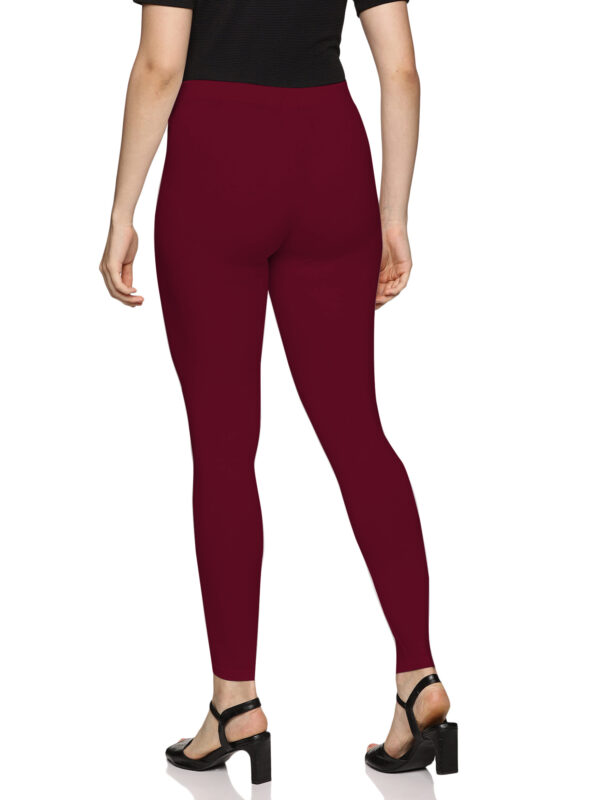 Maroon solid cotton hosiery legging - Image 5