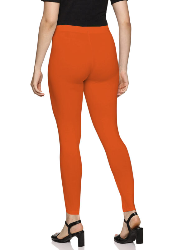 Orange solid pure cotton hosiery ankle length legging - Image 5