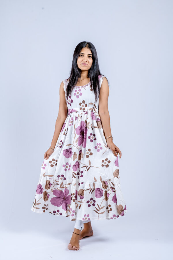 White base with purple & brown floral print - Image 2