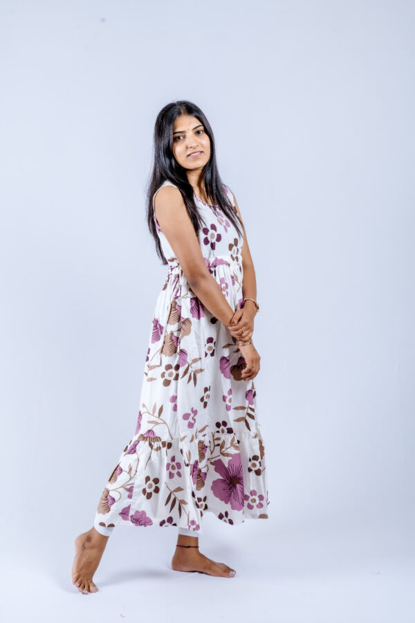 White base with purple & brown floral print - Image 3