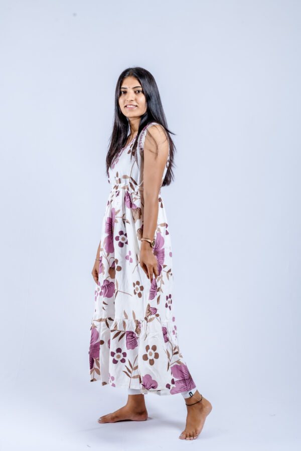 White base with purple & brown floral print - Image 4