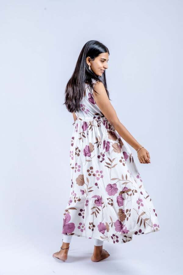 White base with purple & brown floral print - Image 7