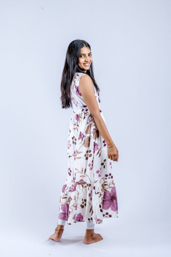 White base with purple & brown floral print - Image 8