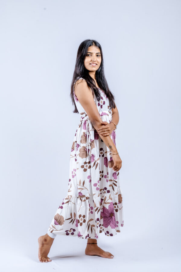 White base with purple & brown floral print - Image 10