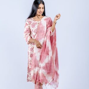 Graceful Pink Tie-Dye Cotton Suit Set