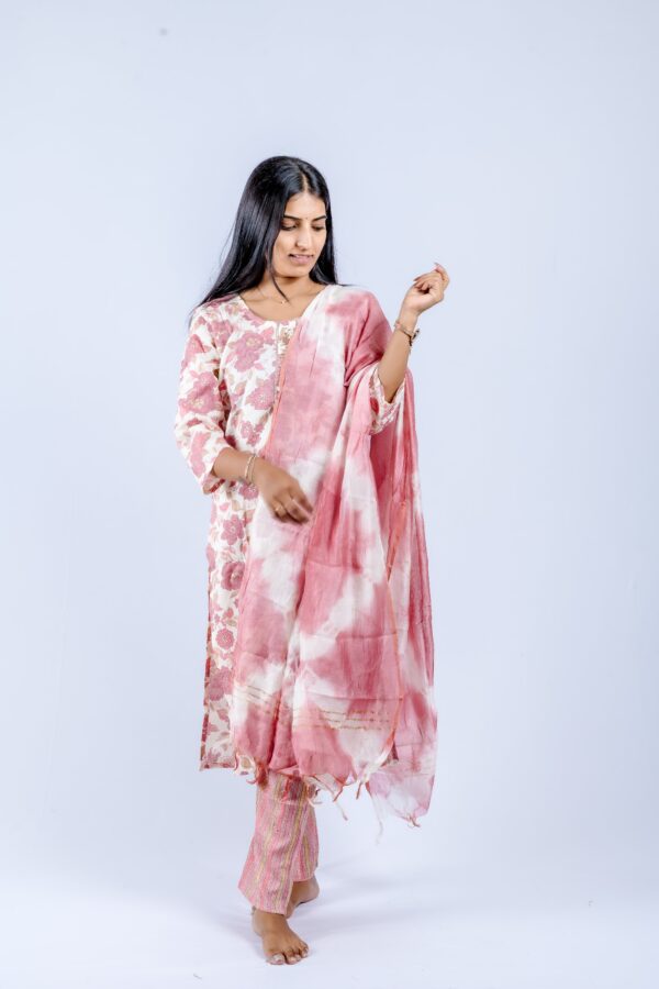 Graceful Pink Tie-Dye Cotton Suit Set
