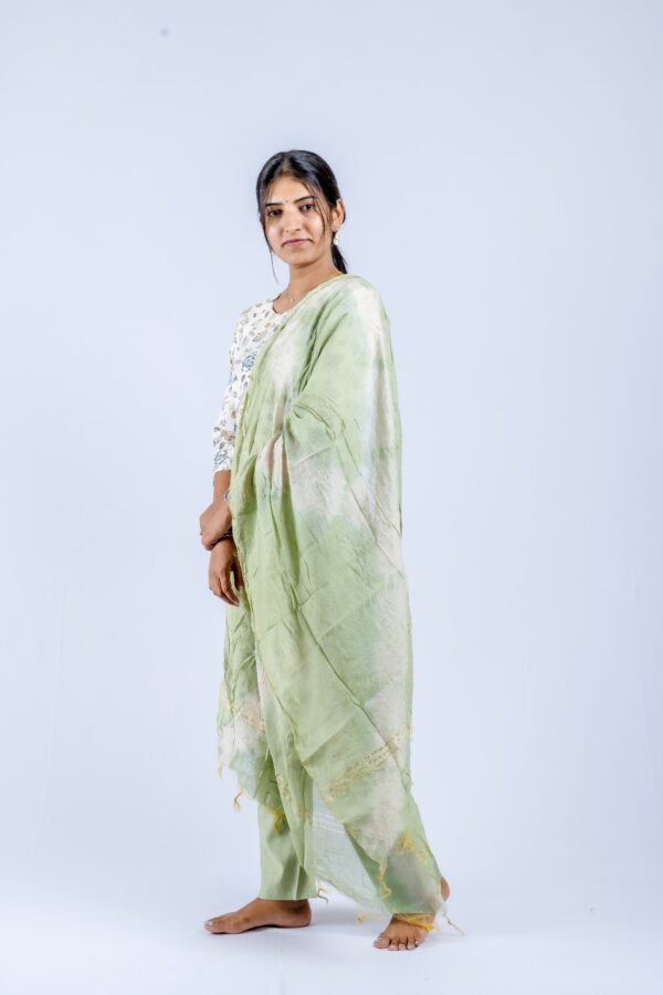 Graceful light green floral suit set. - Image 4
