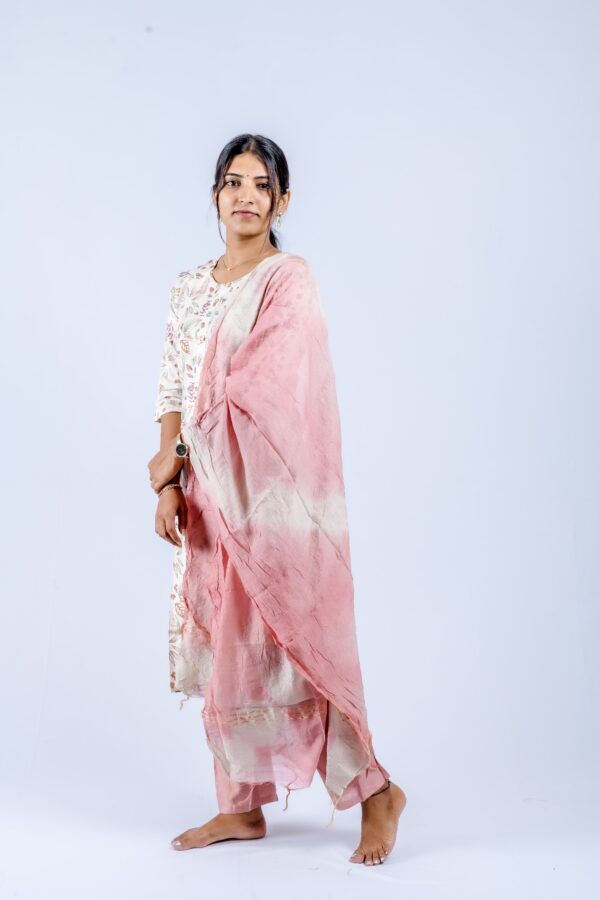 Cream base with multi-colored floral print