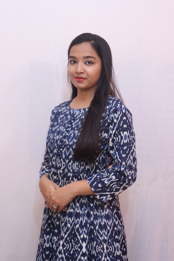 Blue Ikat Printed Cotton Dress. - Image 4