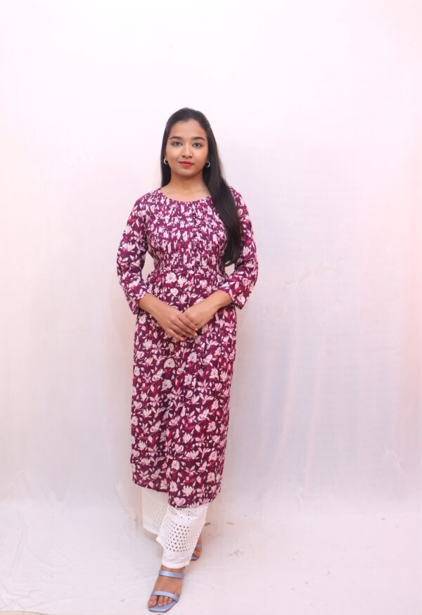 Maroon with white and pink floral print - Image 2