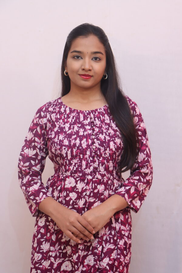 Maroon with white and pink floral print - Image 3