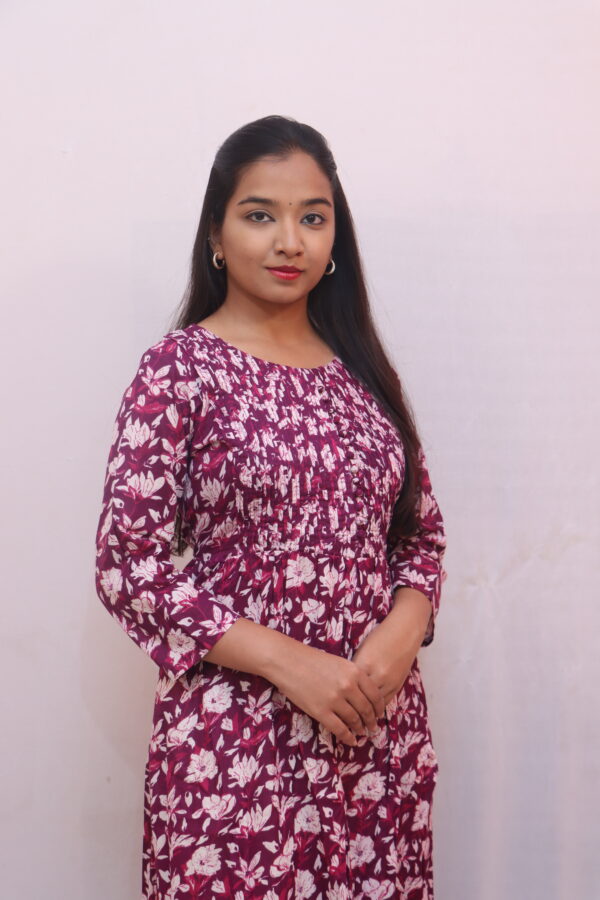 Maroon with white and pink floral print - Image 4