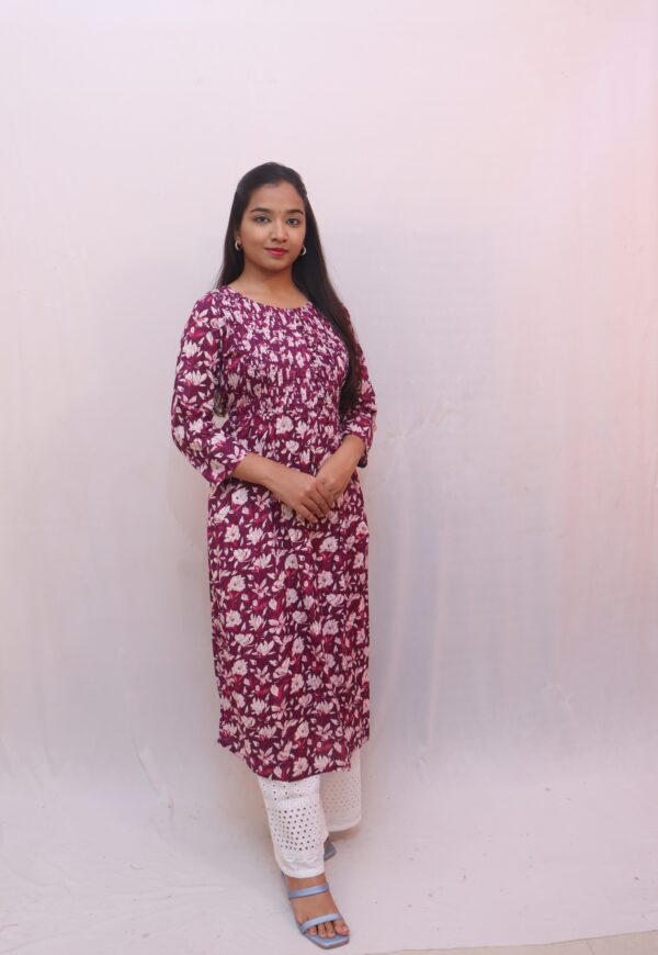 Maroon with white and pink floral print - Image 5