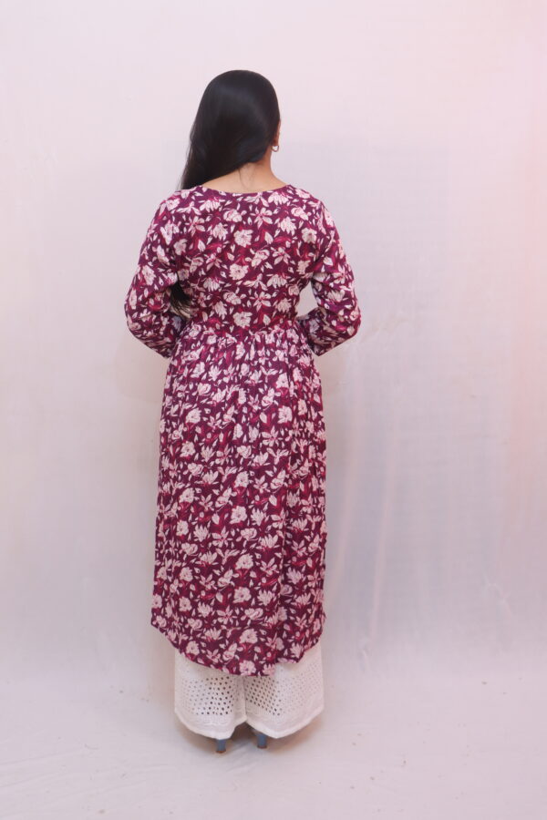 Maroon with white and pink floral print - Image 6