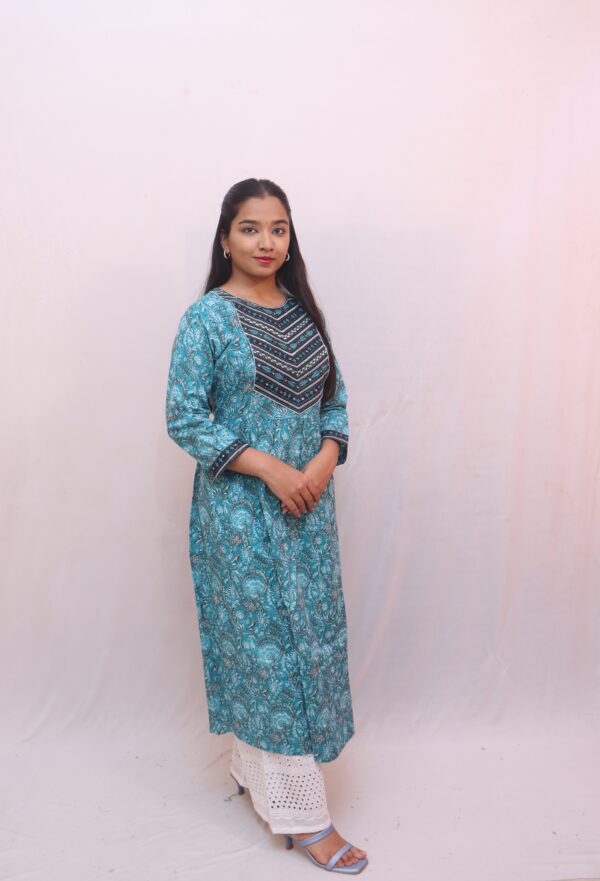 Teal Blue with Black & White detailing