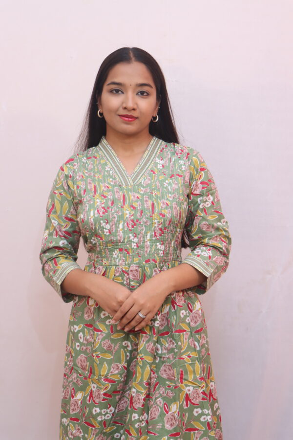 Olive green with multicolor floral print - Image 3