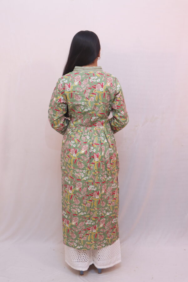 Olive green with multicolor floral print - Image 8