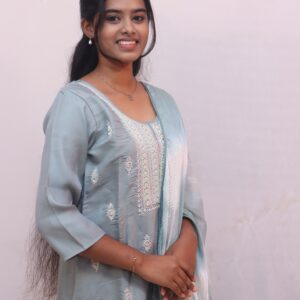 Pastel Blue Embroidered Kurta Set with Dupatta