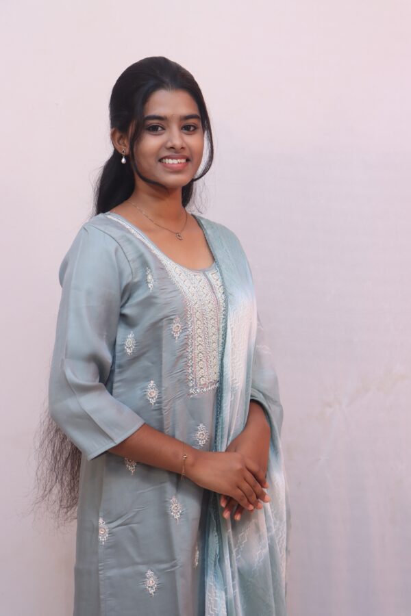 Pastel Blue Embroidered Kurta Set with Dupatta