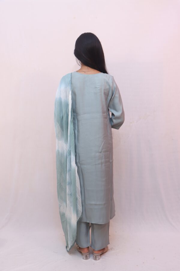 Pastel Blue Embroidered Kurta Set with Dupatta - Image 6