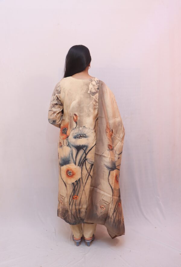Beige with Multicolour Abstract Print — featuring shades of brown, rust, grey, and subtle blue accents. - Image 7
