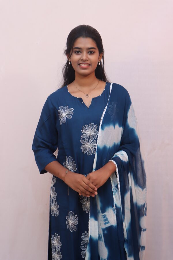 Indigo Blue Tie-Dye Printed Cotton Salwar Suit Set