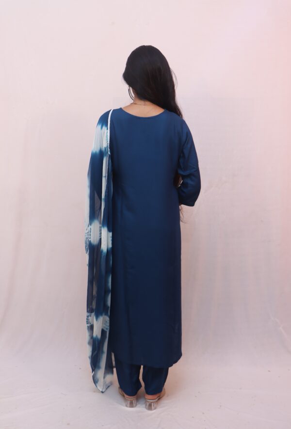 Indigo Blue Tie-Dye Printed Cotton Salwar Suit Set - Image 7