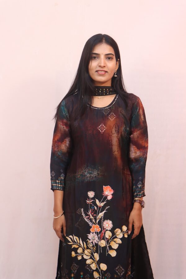 Black Printed Short Kurta Set - Image 4
