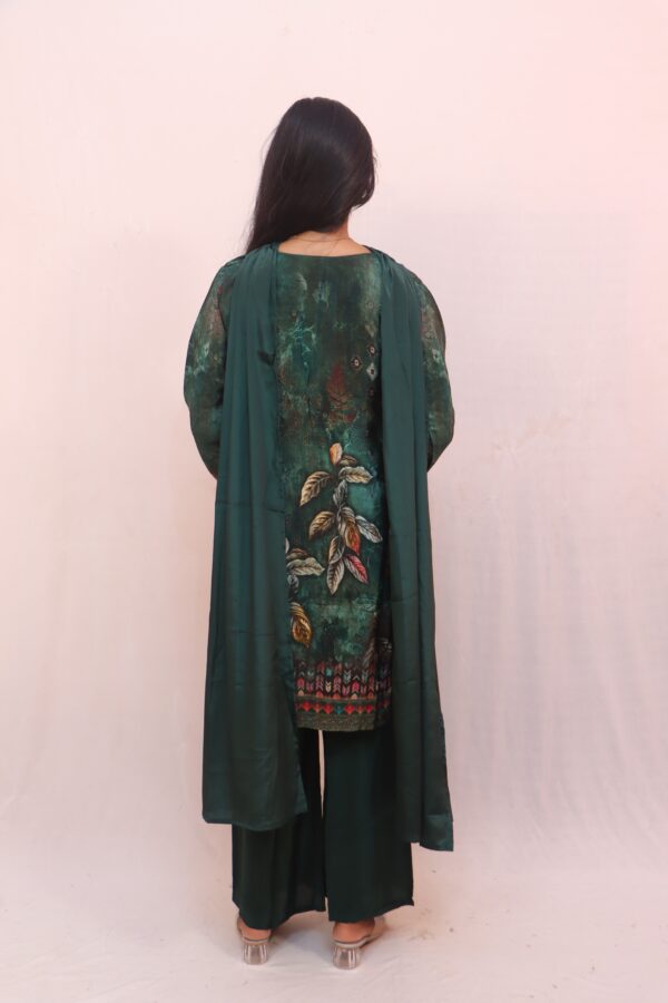 Elegant Dark Green Printed Kurta Set - Image 6