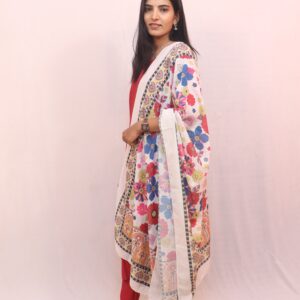 Red Cotton Kurta Set with Printed Dupatta