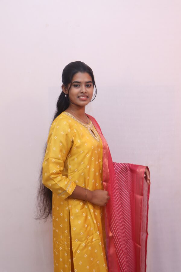 Mustard Yellow with White Prints - Image 4