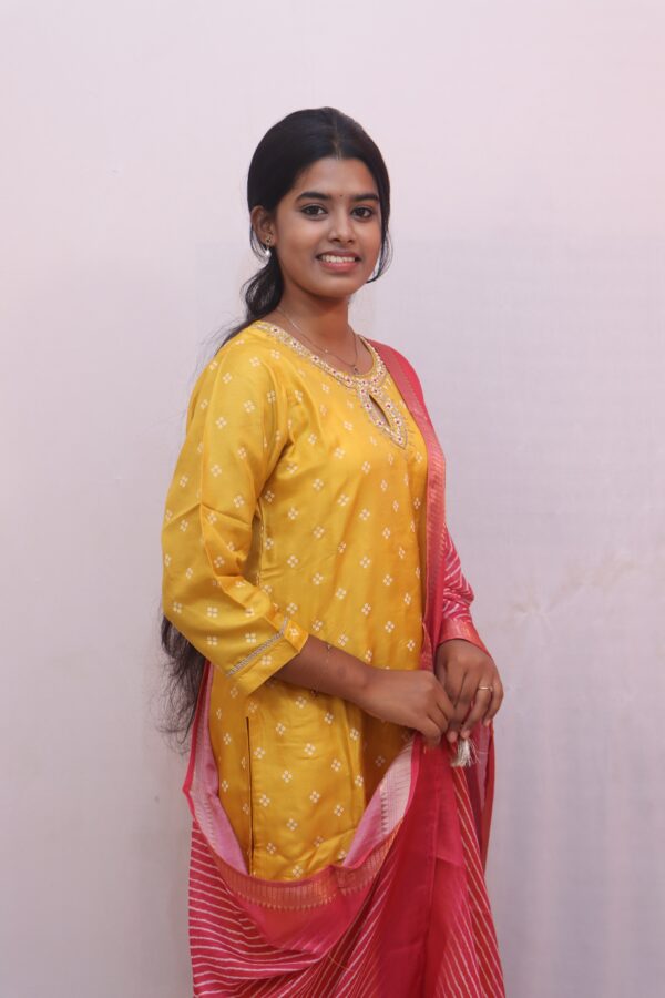 Mustard Yellow with White Prints - Image 8